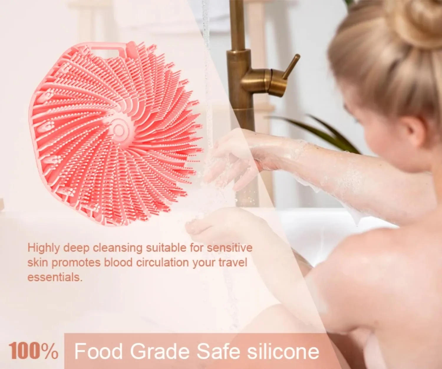 Description Picture 6 of itemSoft Silicone Body Scrubber Shower Accessories Bathroom Bath Body Dry Shampoo Brush Foamy Hair Brush Bathing Accessories