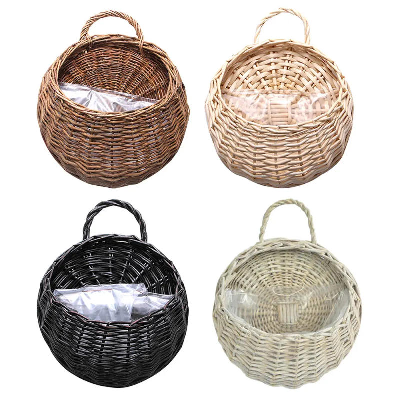 Description Picture 3 of itemWall Mount Rattan Basket Handmade Wicker Flower Pot Hanging Woven Vase Baskets Cachepot For Garden Balcony Home Decor