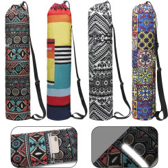 Canvas Yoga Mat Bags Case Reflective Zipper Printed Fitness Cushions Backpack Adjustable Strap Portables Drawstring Sports Tools