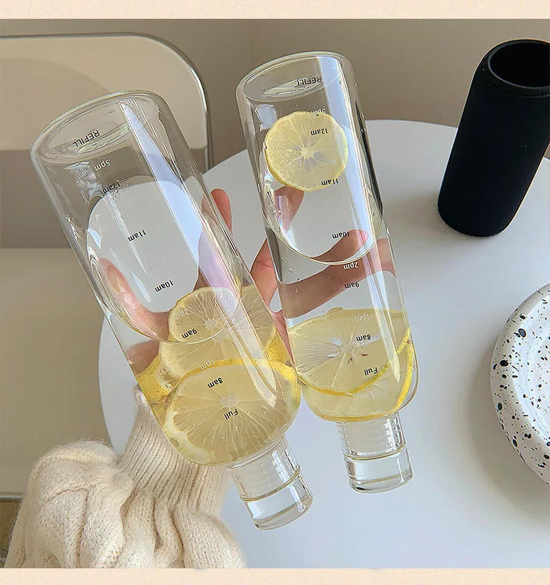 Description Picture 5 of itemClear Water Bottle Time Scale Cute Water Drinkware Transparent Milk Juice Cup Plastic Waterbottle Outdoor Shaker Girls Bottles