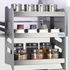 3 layers Wall Cabinet Lift Pull Basket Kitchen Cabinet Stainless Steel Drawer Baskets Seasoning Bottle Storage Racks