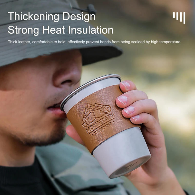 Description Picture 6 of itemPortable PU Leather Cup Sleeve Water Bottle Cover Non-slip Insulator Sleeve Glass Bottle Case Sport Camping Picnic Cup Holder