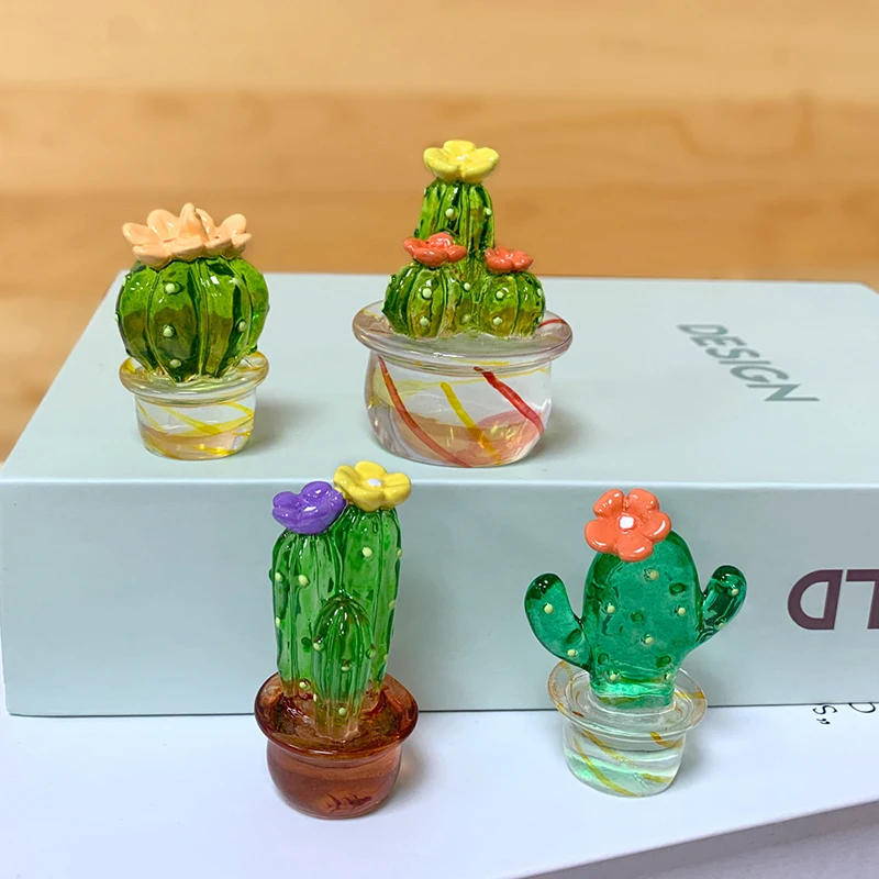 Description Picture 4 of itemHandmade Glass Cactus Figurines Ornaments Mini Bonsai Decor Cute Miniature Desktop Craft Adornment Creative Home Decor Gift