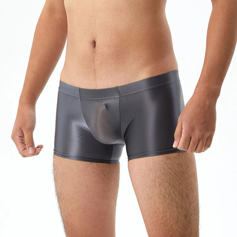 Description Picture 6 of itemSexy Men Boxers Oil Shiny Glossy Shorts Underwear Ultra-thin Translucent Panties Smooth Bottoms Trunks Tight Sport Leggings