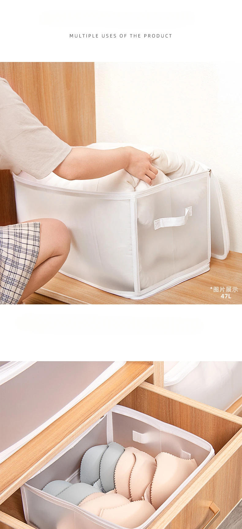 Description Picture 4 of itemWaterproof Foldable Cosmetics Bag Plastic Transparent Storage Box Clothing Case Books Holder Toys Organizer Clothes Container