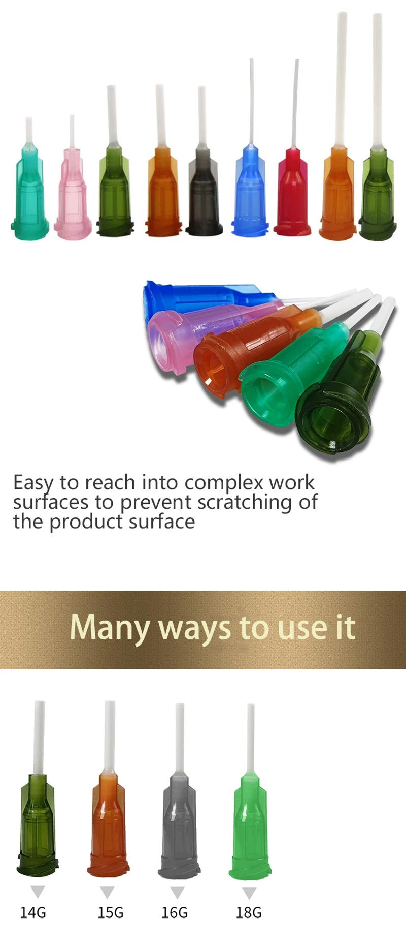 Description Picture 4 of item1/2 inch Screw Mouth Plastic PP Needle 14g-25g Flexible Industrial Dispensing Needle Tips