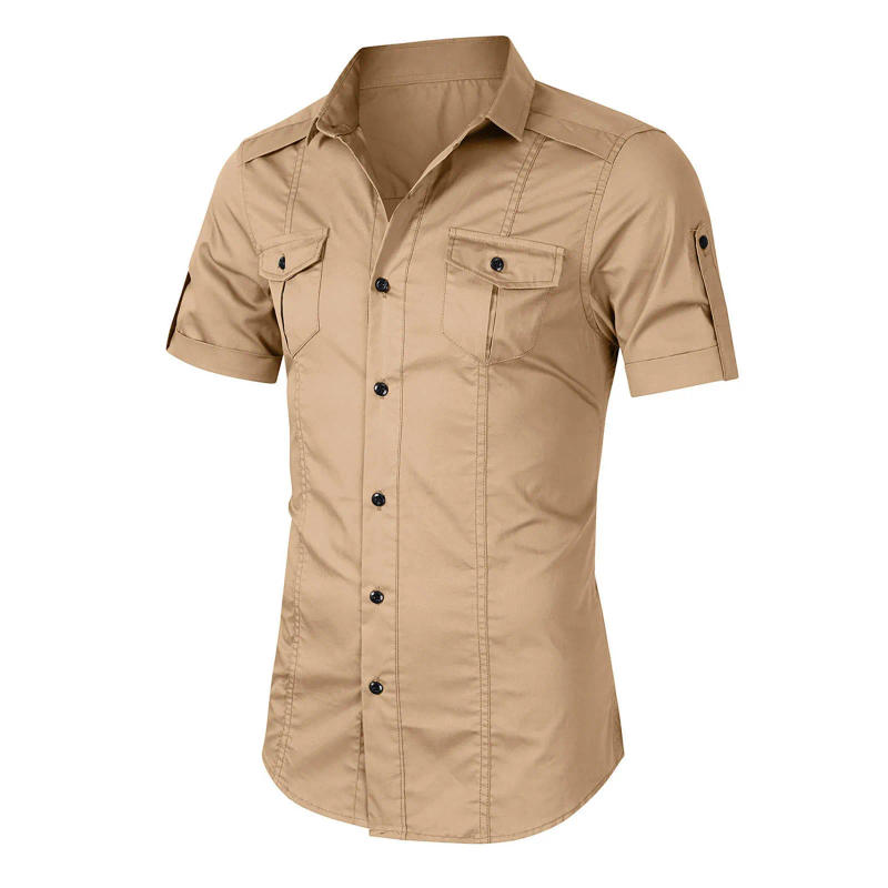 Description Picture 2 of itemMilitary Denim Shirts Men Summer Casual Short Sleeve Cargo Cowboy Shirt Male Big Size 5xl Washed Blue Army Shirts Chemise Homme