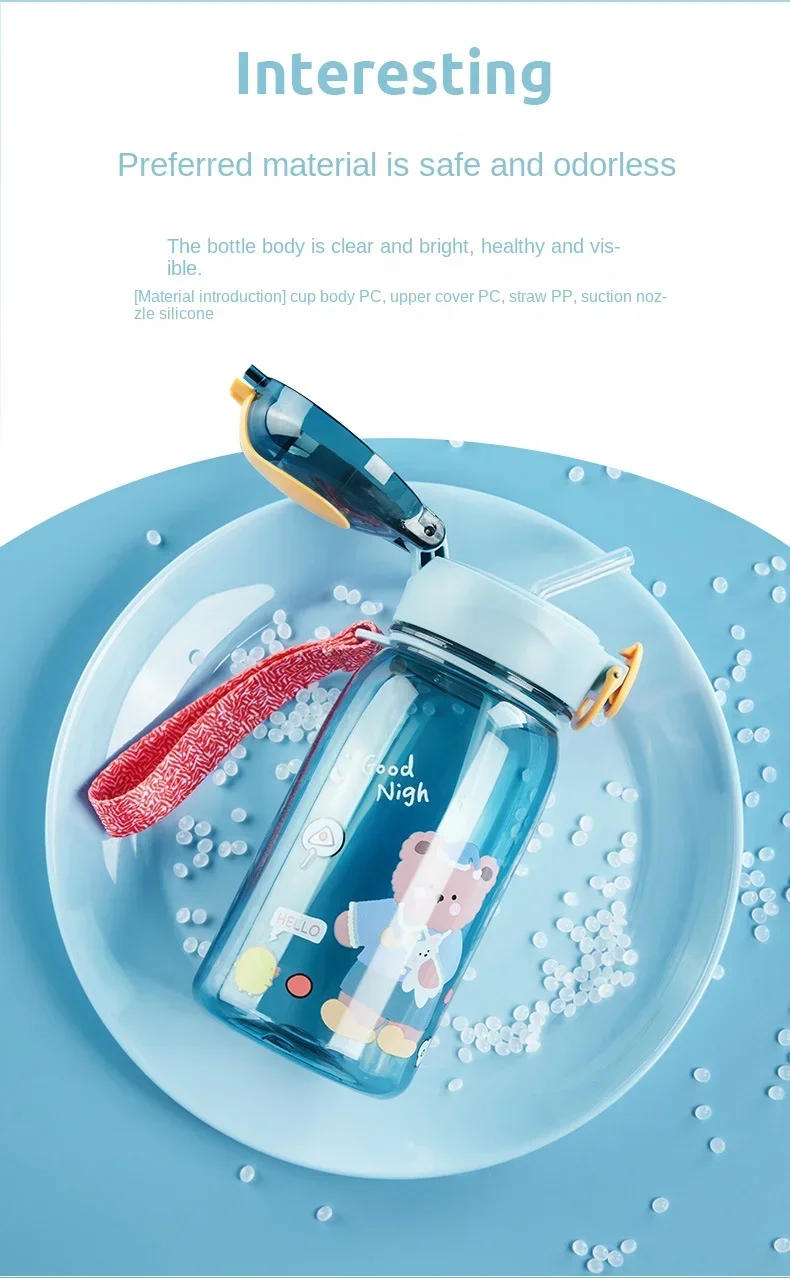 Description Picture 3 of item400ml Cute Water Straw Cup Sippy Kids Cartoon BPA Free Leakproof Water Bottles Bear Outdoor Portable Drink Bottle Children's Cup
