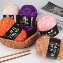 1 pcs Silver Silk Yarn for Hand Knitting Thick Yarn knit Sewing Wool Crochet Scarf Sweater Needlework  Thread