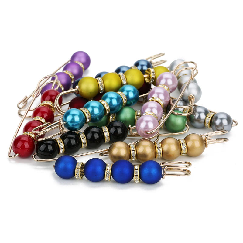 Description Picture 6 of item5pcs/pack Colored Imitation Pearl Safety Pins Garment Rhinestone Brooches for Clothing Decor Fashion Pants Waist Pins Supplies