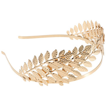 Vintage Baroque Wedding Branch and Tiara Baroque Leaf Headband Hair Greek Goddess Headpiece Hair Jewelry for ( Golden )