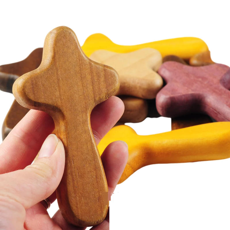 Description Picture 4 of itemWood Caring Cross Holy Land Pocket Holding Cross For Kids Adults Religious Gift Church Souvenirs Christ Jesus