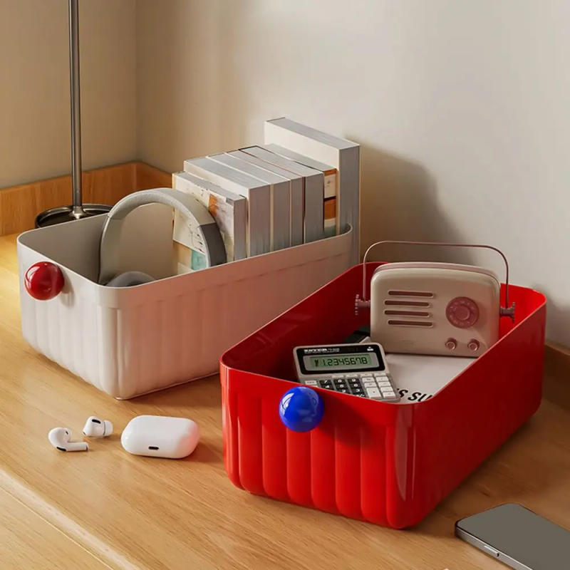 Description Picture 4 of itemLarge Capacity Desk Organizer Box Stackable Dopamine Stationery Storage Rack Dust-proof Desktop Storage Boxes Home Office