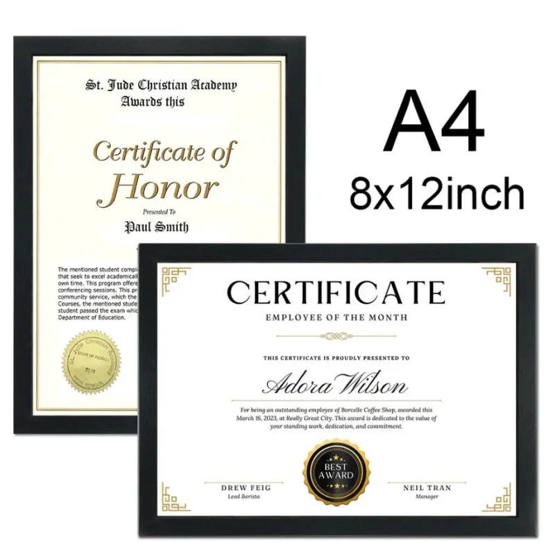 Description Picture 6 of itemWood Picture Frame 10X15/15X20/20X25cm Living Decor A4 Honors Certificate Document Frame Photo Frame for Wall Hanging Desktop