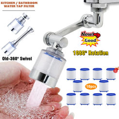 1080° Rotating Kitchen Faucet Aerator Sprayer Head Water Filter ABS Washbasin Bathroom Splash Tap Bubbler Arm Faucet Tap Nozzle