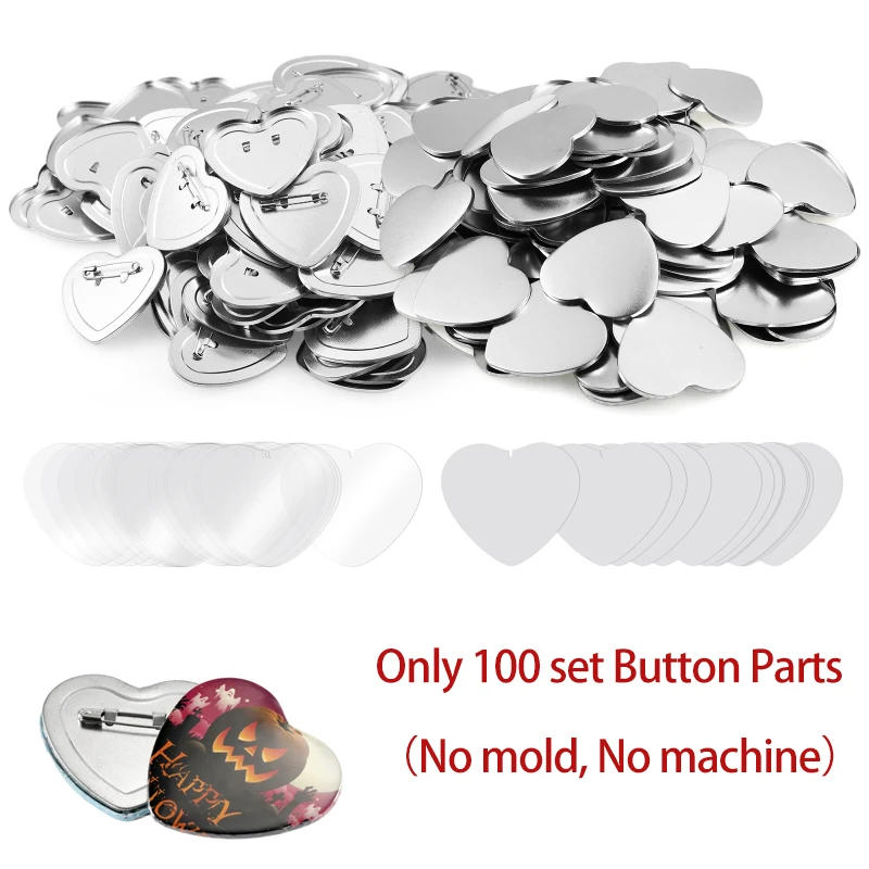 Description Picture 6 of itemHeart Shape Button Maker Machine Mold 100 Set Button Parts For Pin Badge Press Maker Slide Rail Machine DIY Making 57*53mm
