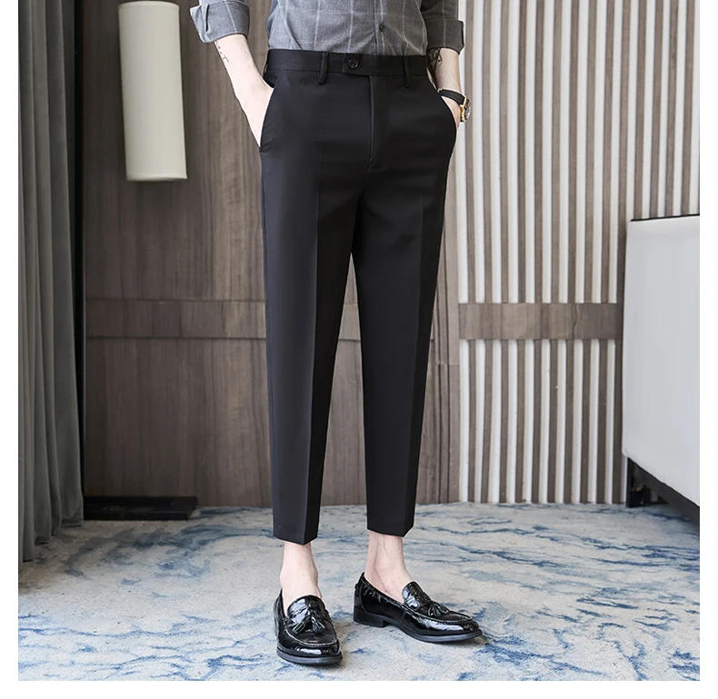 Description Picture 4 of itemMen's Spring/Summer Business Formal Pants Solid Color Casual Korean Fit Suit Pants 2024 Men's Wedding Social Pants Plus Size 36