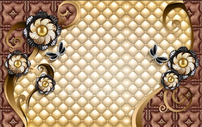 Description Picture 5 of itemwellyu Custom 3D wallpaper luxury black dahlia soft bag jewelry обои TV background wall living room bedroom moisture wallpaper