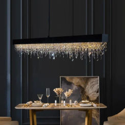 Luxury Crystal Chandelier Dining Room Modern Black Hanging Light Fixture Home Decor Indoor Chandelier Lustre De Salon Lamps