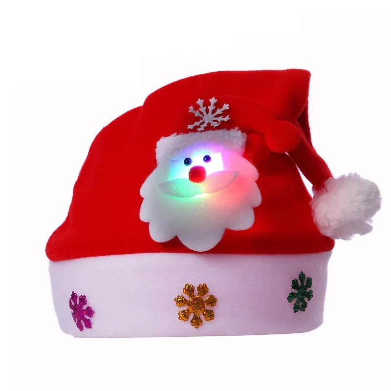 Description Picture 2 of itemChristmas Hats LED Light Up Cap Santa Claus Hat Snowman Elk Xmas Hat for Adult Kids New Year Festive Holiday Party Supplies