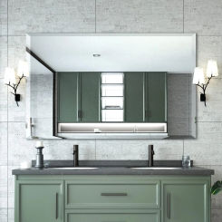 Bathroom Mirrors 48" x 30", Frameless Rectangle Bathroom Mirror with Beveled Edge, Hangs Horizontally or Vertically