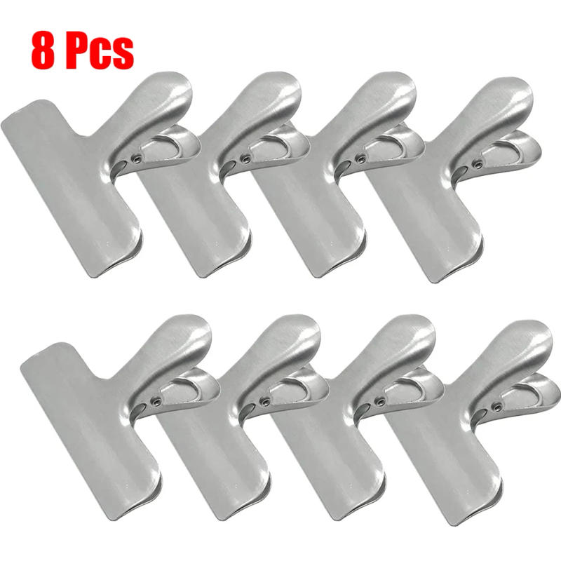 Description Picture 2 of item8Pcs Metal Chip Bag Clips Stainless Steel Home Kitchen Food Snack Clips Moisture-proof Household Kitchen Gadgets