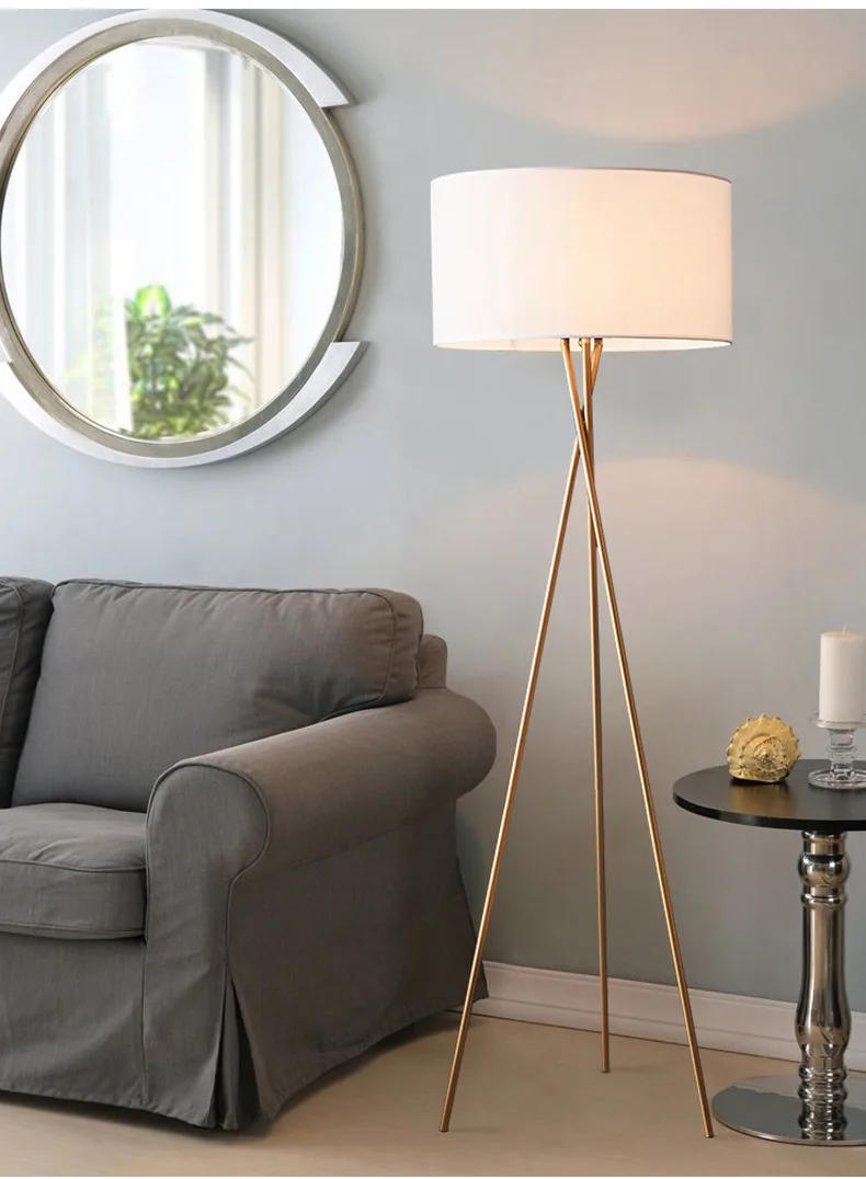 Description Picture 5 of itemFabric Tripod Floor Lamp Nordic Creative Living Room Bedroom Study Decorative Lighting Lamps Simple LED Dimmable Standing Lamp