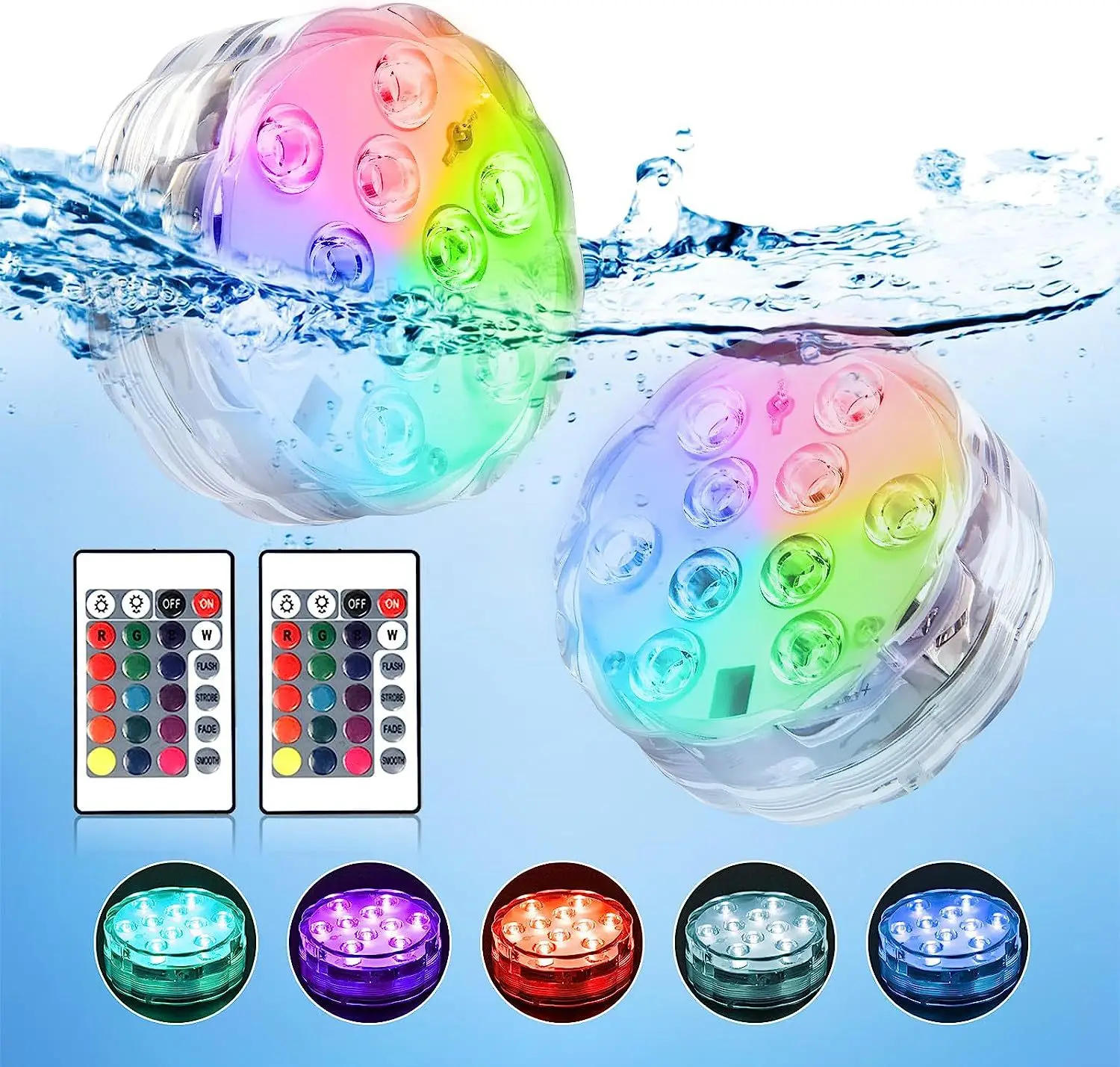 Description Picture 2 of itemLED  24Key Remote Control Waterproof Colorful Underwater Diving Luminous Toy Fish Bathtub Light Baby Bath Landscape Vase Light