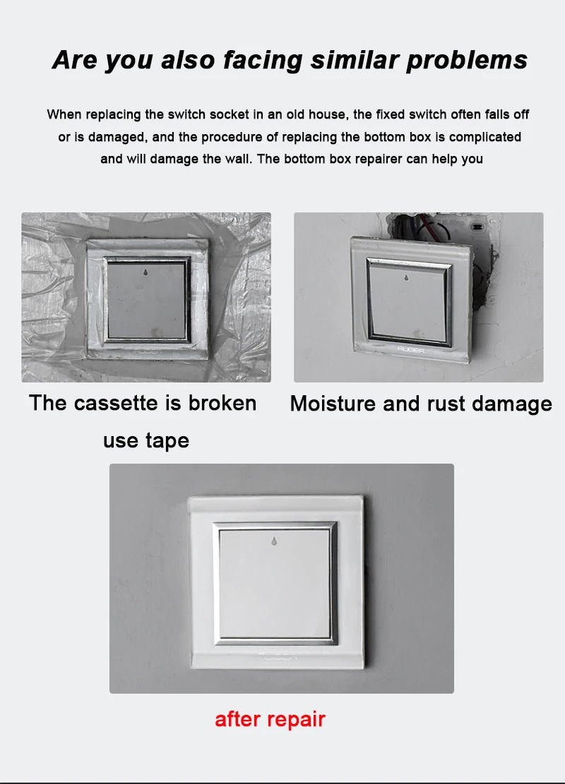 Description Picture 3 of itemOauee 65-86mm Cassette Repairer Dark Box Repair Screw Switch Old Socket Box Wall Repair Box Support Rod Electrician Accessories