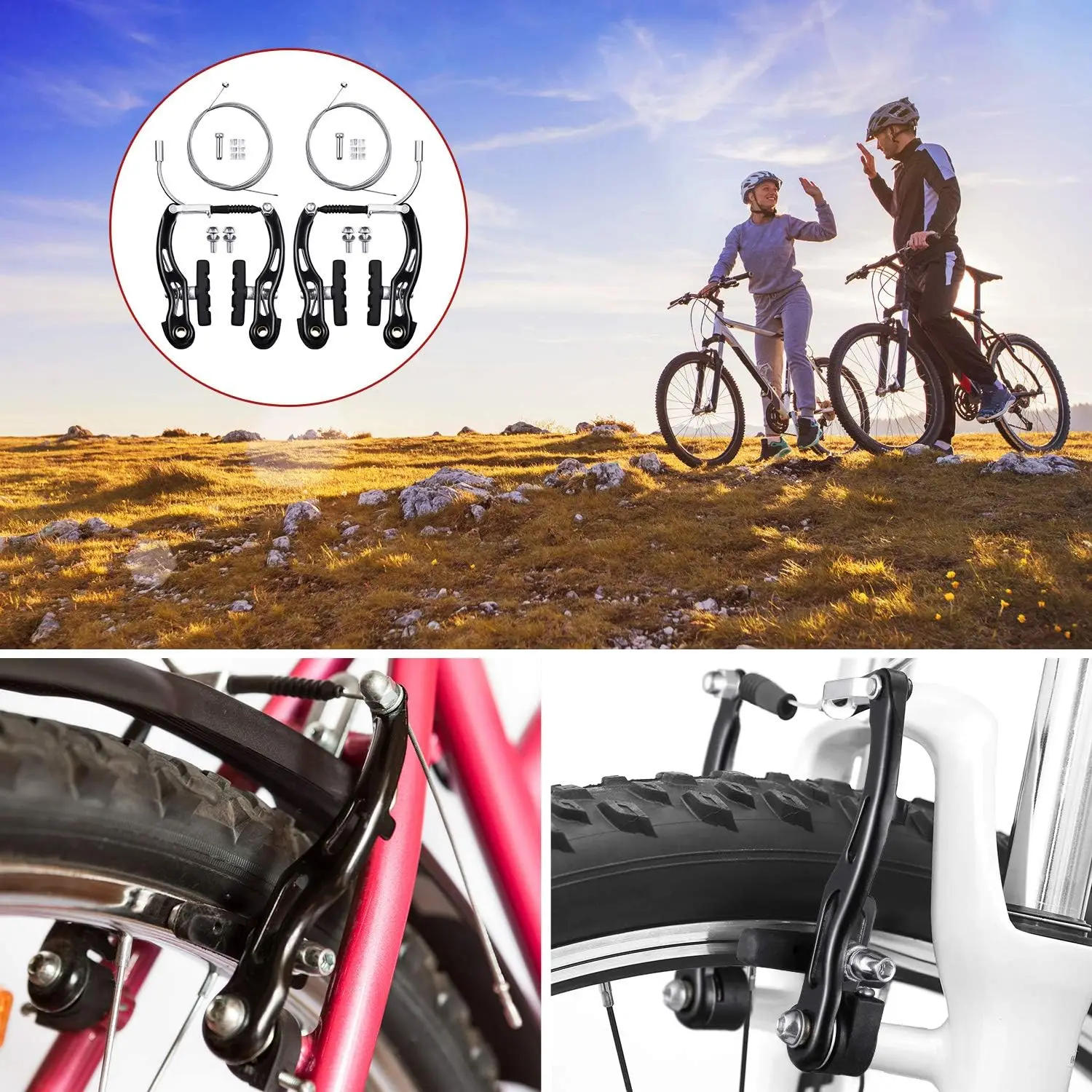 Description Picture 6 of item2sets Aluminum Alloy Mountain Bike V Brake Caliper Front and Rear 10.5cm Linear Pull V Brakes Bicycle Brake Calipers