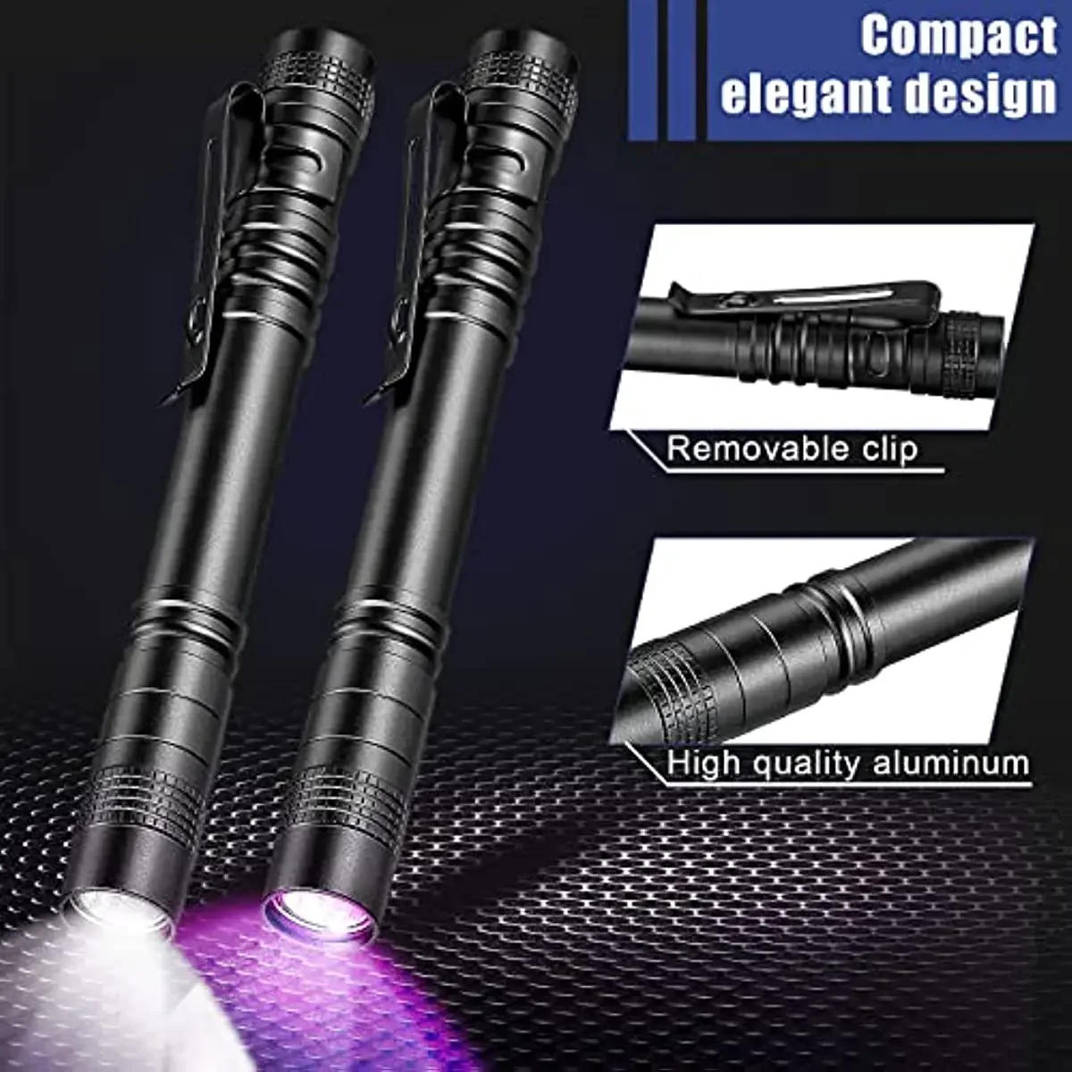 Description Picture 4 of item1/10/20 PCS Mini UV Flashlight Penlight UV Light White Light Portable Pen Lights Pocket Sized Torch Emergency Light Super Bright