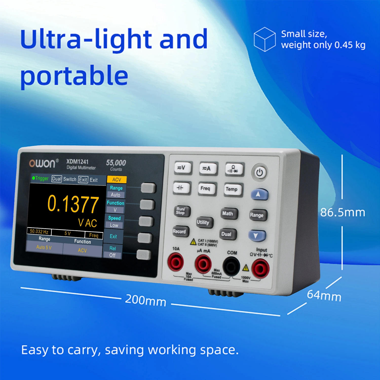 Description Picture 4 of itemOWON XDM1241 Bench Digital Multimeter 55000 Counts TrueRMS 3.5" LCD Current Voltmeter USB Deaktop Multimeters Meter With Battery