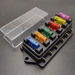 4/6/8/10 Way Car Fuse Box Car Fuse Holder Car Truck Auto Blade Fuse Box with 4/6/8/12 Fuses for 12V 24V ATO Standard Circuit