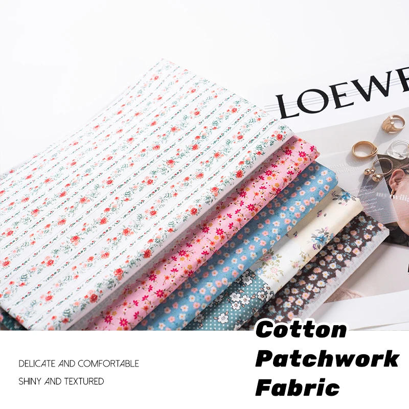 Description Picture 5 of itemStriped Style Custom Florals Print Flower Pattern Cotton Poplin Fabrics Sewing For Dolls Kids dress Textiles Cloth By The Meters