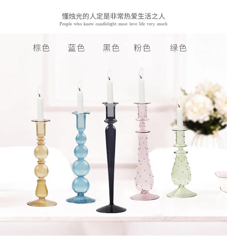 Description Picture 5 of itemGlass Candle Holder Home Decor Wedding Decoration Home Decoration Accessories European Retro Crystal Candlestick Dropshipping