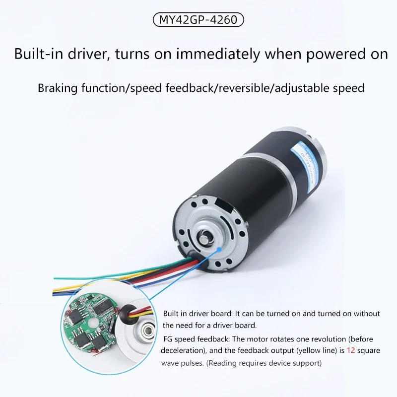 Description Picture 6 of item155kgf.cm 7-1351rpm brushless DC reduction motor 12v24v adjustable planetary gear 42GP-4260 high torque micro motor