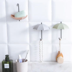 3pcs/lot Umbrella Shaped Creative Key Hanger Rack Home Decorative Holder Punch-free Wall Hook For Kitchen Bathroom Accessories