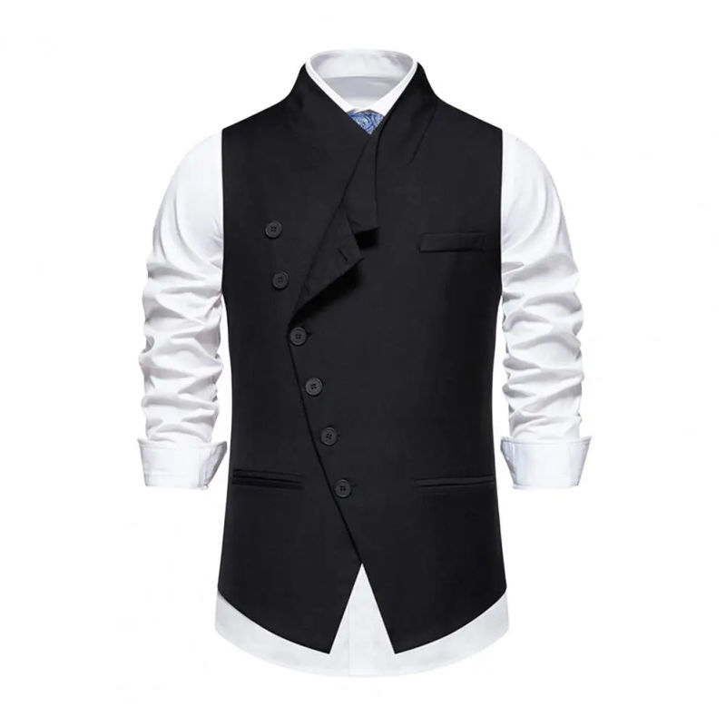 Description Picture 4 of itemMen Vest Coat Men's Slim Fit Sleeveless Wedding Waistcoat with Sloping Lapel Collar Single Breasted Business Vest for Party