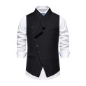 Men Vest Coat Men's Slim Fit Sleeveless Wedding Waistcoat with Sloping Lapel Collar Single Breasted Business Vest for Party