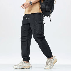 Summer New Ice Feeling Tight Work Pants for Men's Trendy Soft Shell Quick Drying Ice Silk Casual Pants for Men