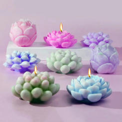 Succulent Lotus Silicone Candle Molds 3D Relief Flower Soap Gypsum Crafts Resin Mold DIY Chocolate Dessert Cake Baking Tools