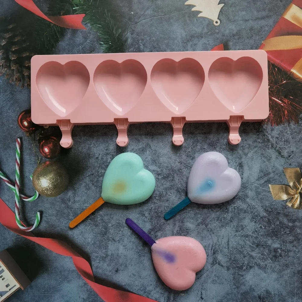 Description Picture 3 of itemIce Cream Mold Heart Shape Silicone Popsicle Form Maker  Lolly Moulds  Cube Tray for Party Bar Decoration Fondant Molds
