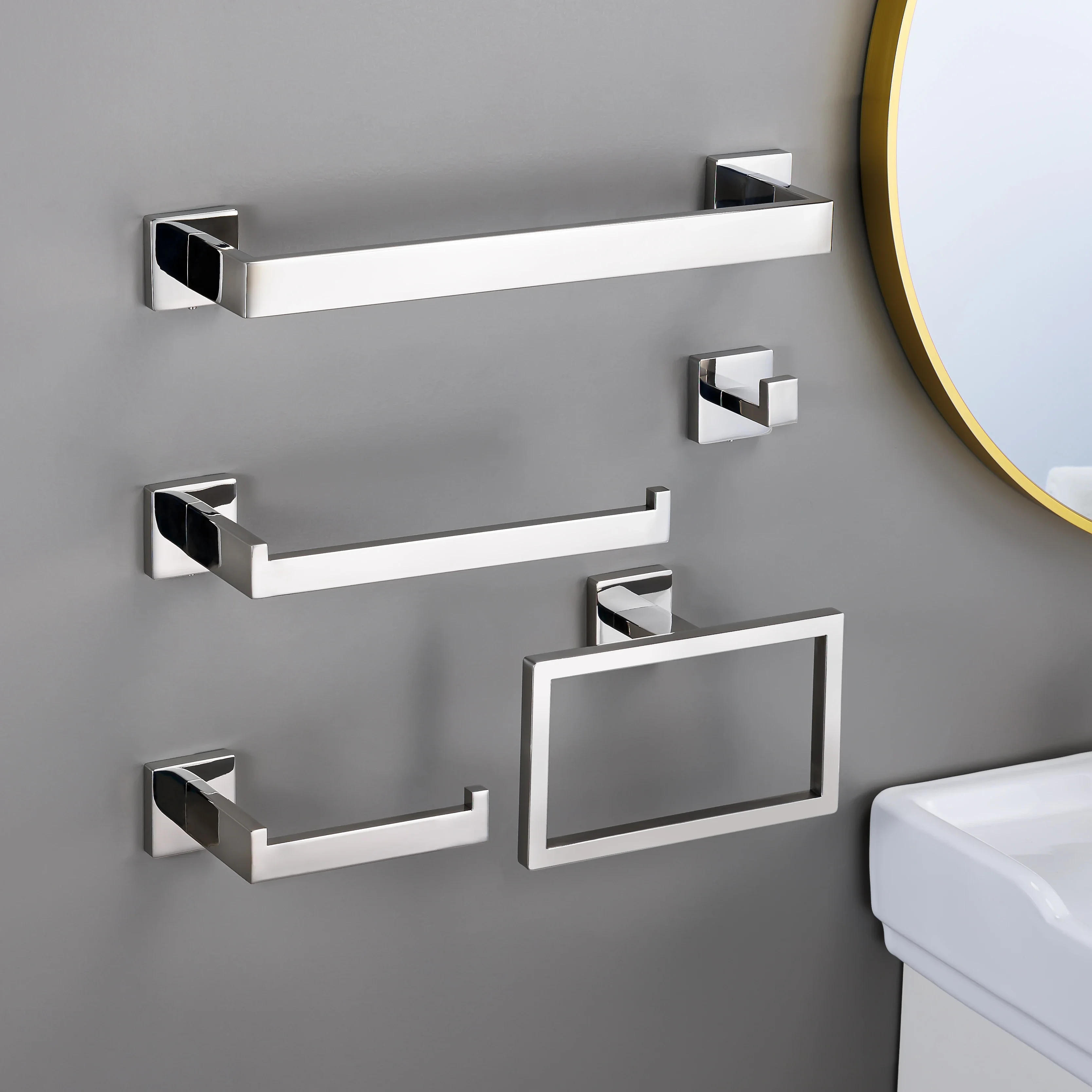 Description Picture 5 of itemLuxury Bathroom Hardware Set Accessories Bright Silver Shelf Robe Hook Hanger Towel Bar Rack Toilet Paper Holder Stainless Steel