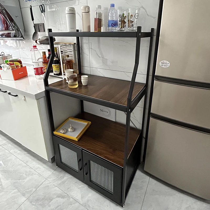 Description Picture 5 of itemModern Metal Kitchen Cabinets Kitchen Furniture Floor Multi-layer Living Room Storage Cabinets Microwave Shelf Storage Sideboard