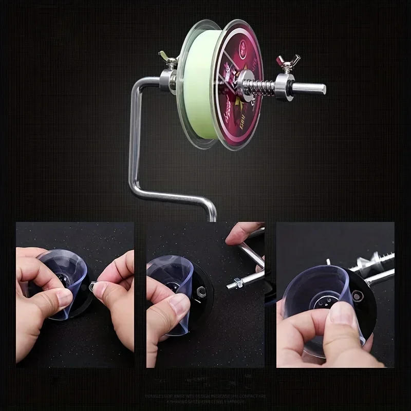 Description Picture 6 of itemPortable Fishing Line Winder Suction Coiling Tool Silvery Line Reel on Fishing Gear Fishing Reel Specific Winding Tackle Tools