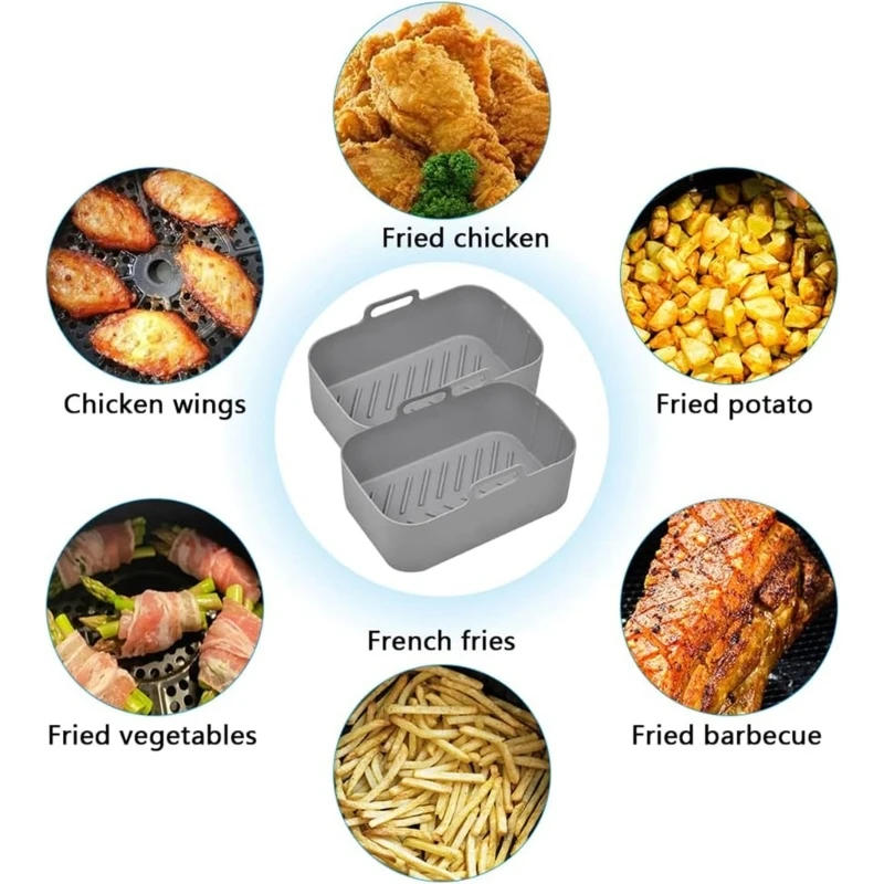 Description Picture 4 of itemSilicone Air Fryer Pad Rectangular Silicone Air Fryer Basket Air Fryer Accessory Silicone Material for DZ201 Air Fryers Dropship