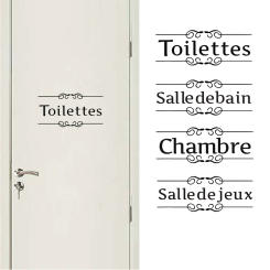Toilet Bathroom Bedroom Games Room Entrance Sign Door Stickers For Home Decoration Diy Vinyl Wall Art Word Decals French Version