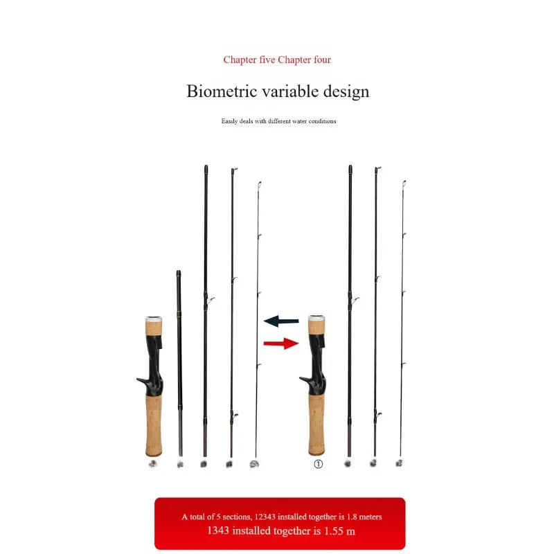 Description Picture 3 of itemTelescopic Lure Rod Carbon Fiber 1.5M 1.8M 4 Section Portable Fishing Rod Rods Wooden Handle Casting Fishing Tackle Trout Rod