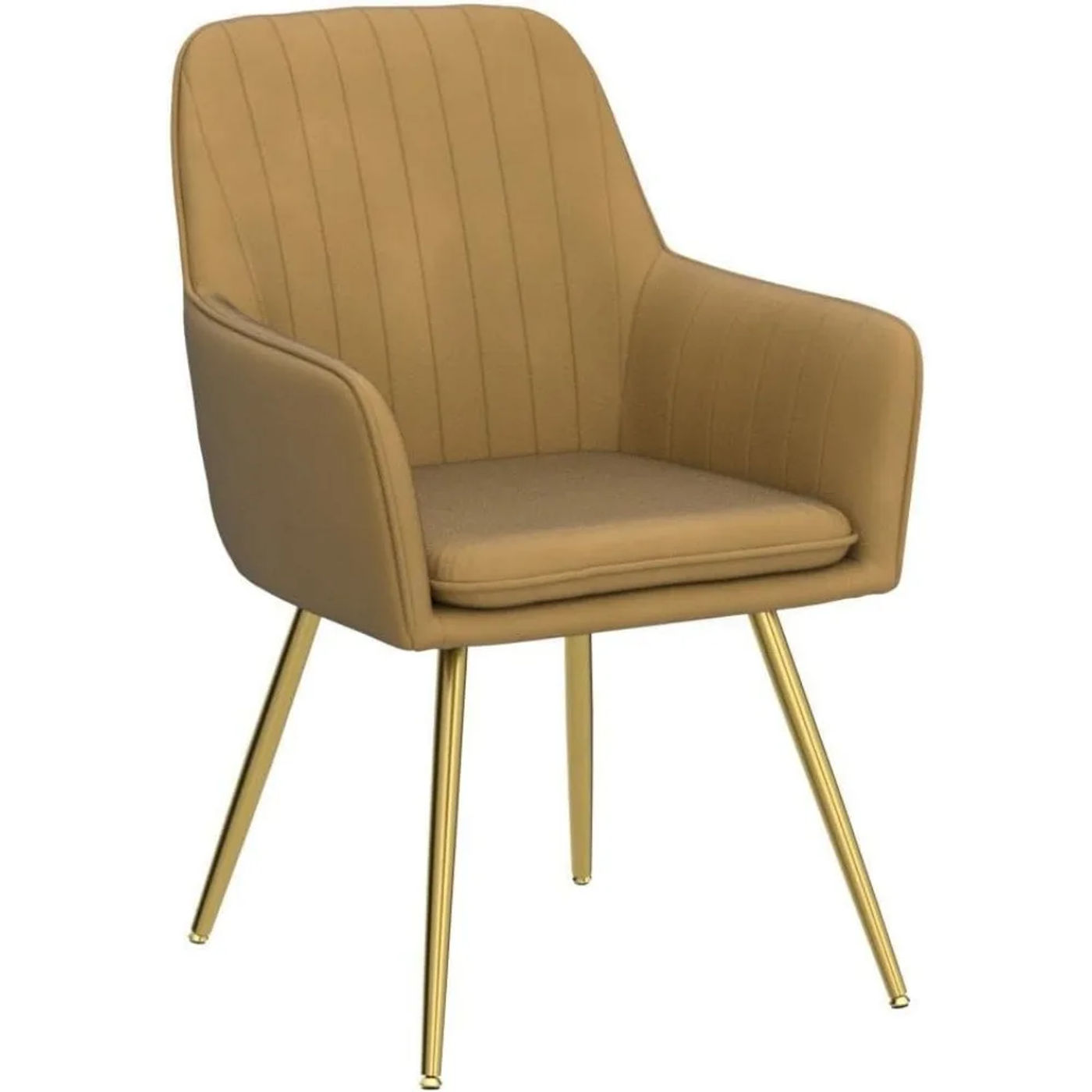 Description Picture 5 of itemFurniture Modern Living Dining Room Accent Arm Chairs Club Guest Metal, Set of 2, Brown+Gold Legs