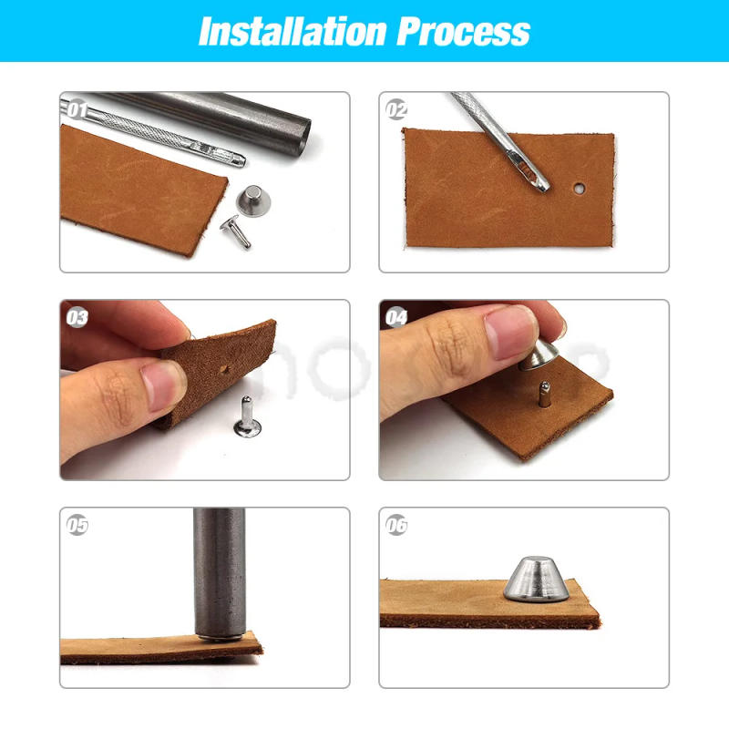 Description Picture 2 of item100sets 8-12mm Bucket Shape Rivet Spikes DIY Punk Rock For Clothes Shoes Pet Collar Decor Decoration Leathercraft Accessories